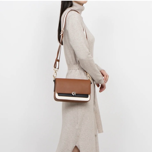 NEW Cole Haan Brown and Cream Leather Shoulder Bag w/long strap and dust bag - Picture 10 of 10